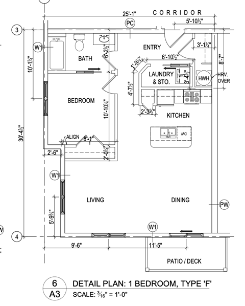 Floor plan for 1 bed, 1 bath, 825 sqft